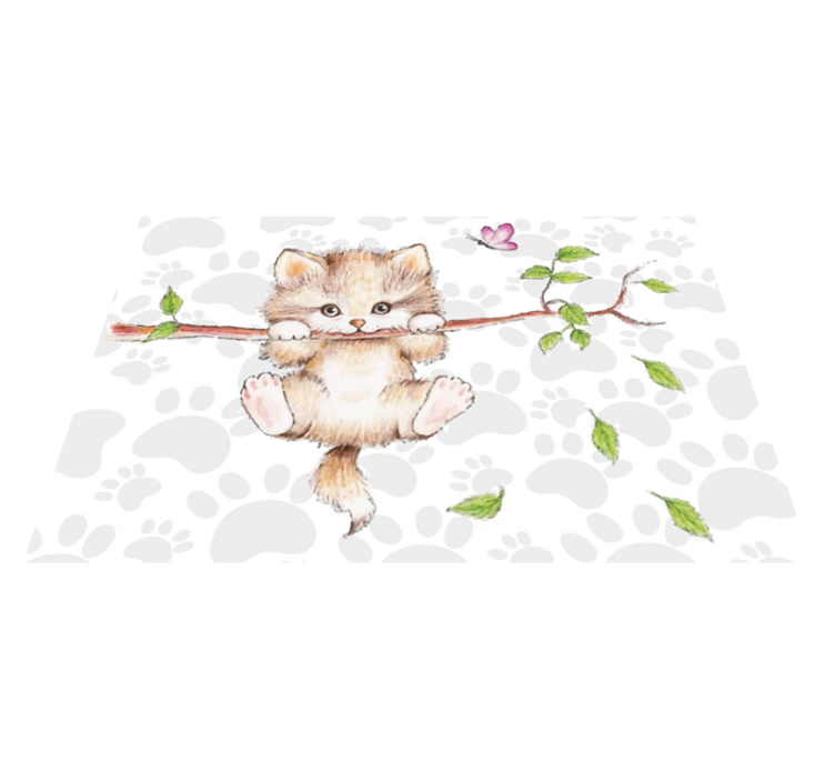 Alfombra vinílica de animales lindo gatito colgando - TenVinilo