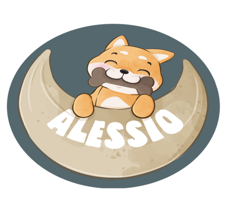 Alfombra vinílica infantil cachorro con hueso y nombre - TenVinilo