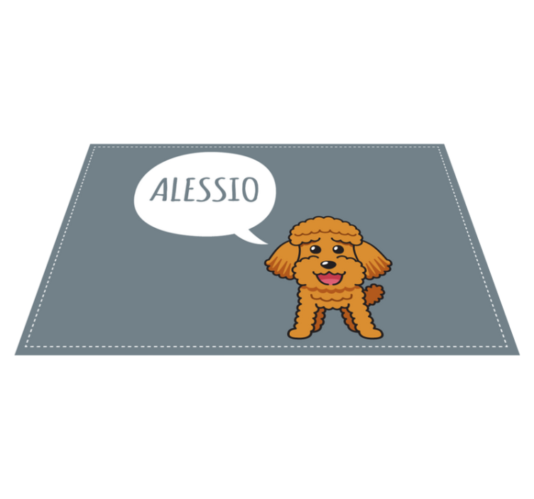 Alfombra vinílica personalizable cachorro caniche feliz - TenVinilo