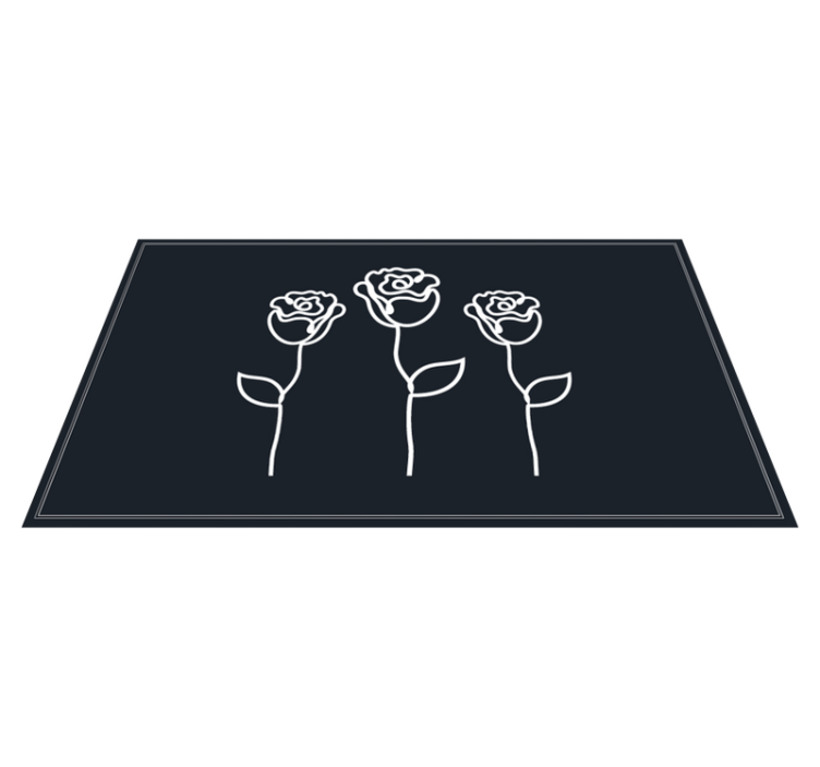 Alfombra vinílica flores Línea de ilustración de rosas minimalist - TenVinilo
