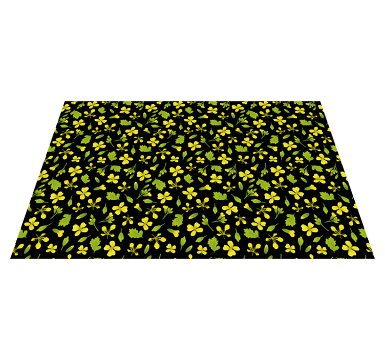 Alfombra vinílica flores Fondo negro con amarillo - TenVinilo