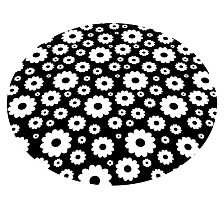 Alfombra vinílica flores patrón de flores negras - TenVinilo