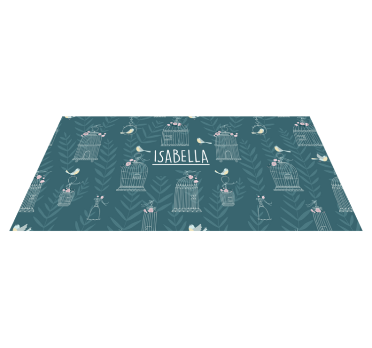 Alfombra vinílica personalizable patrón floral jaula - TenVinilo