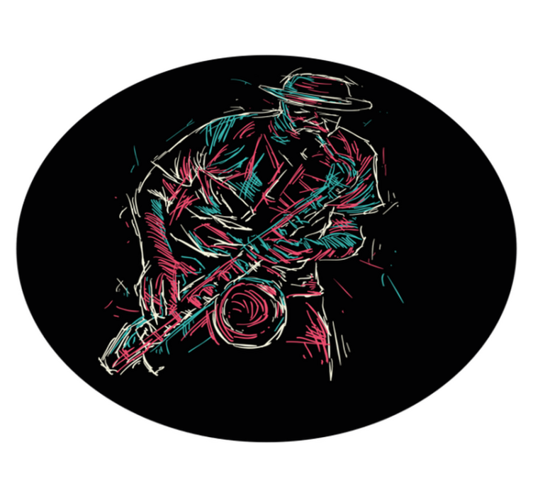 Alfombra vinílica salón Saxofonista de jazz abstracto - TenVinilo