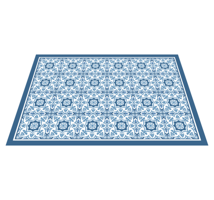 Alfombra vinílica hidráulica mosaico con estampado azul - TenVinilo