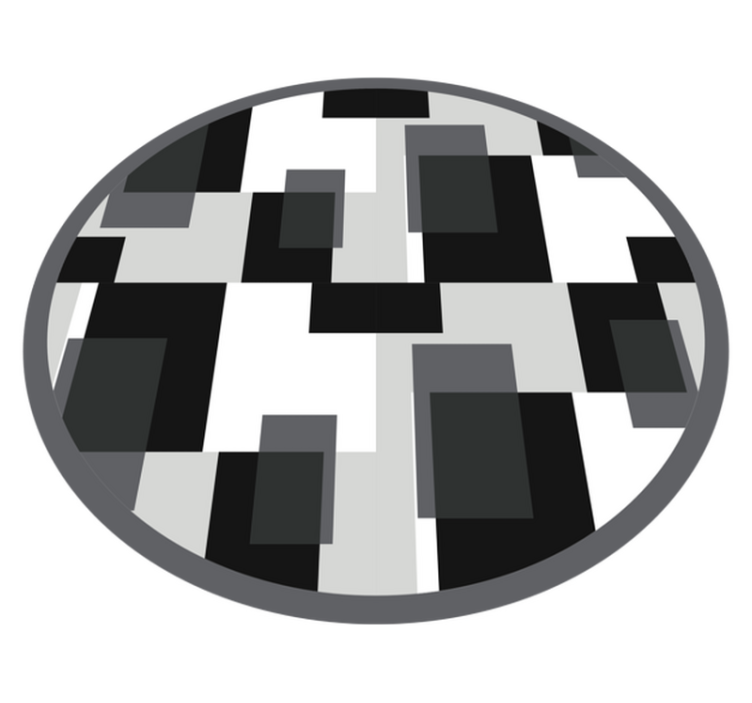 Alfombra vinilo redonda Bloques de color blanco y negro - TenVinilo