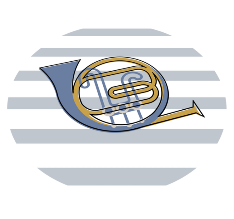 Alfombra vinílica redonda diseño de trompa musical - TenVinilo