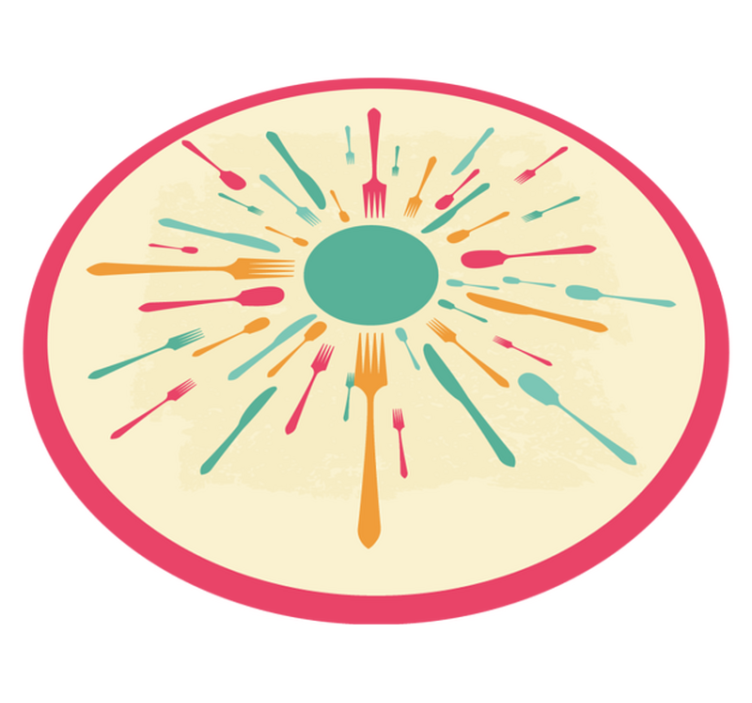 Alfombra vinílica cocina explosión de cubiertos coloridos - TenVinilo