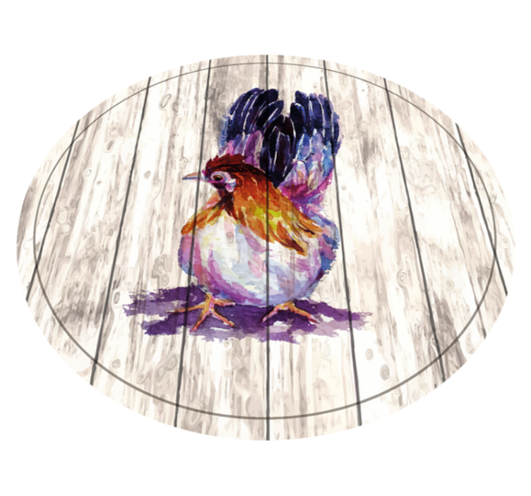 Alfombra vinílica animal print gallina colorida encantadora - TenVinilo