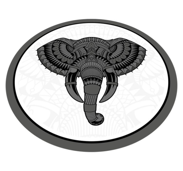 Alfombra vinílica de animales elefante gris mandala - TenVinilo