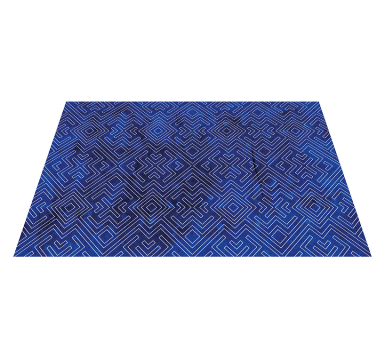 Alfombra vinílica geométrica diseño tribal azul marino - TenVinilo