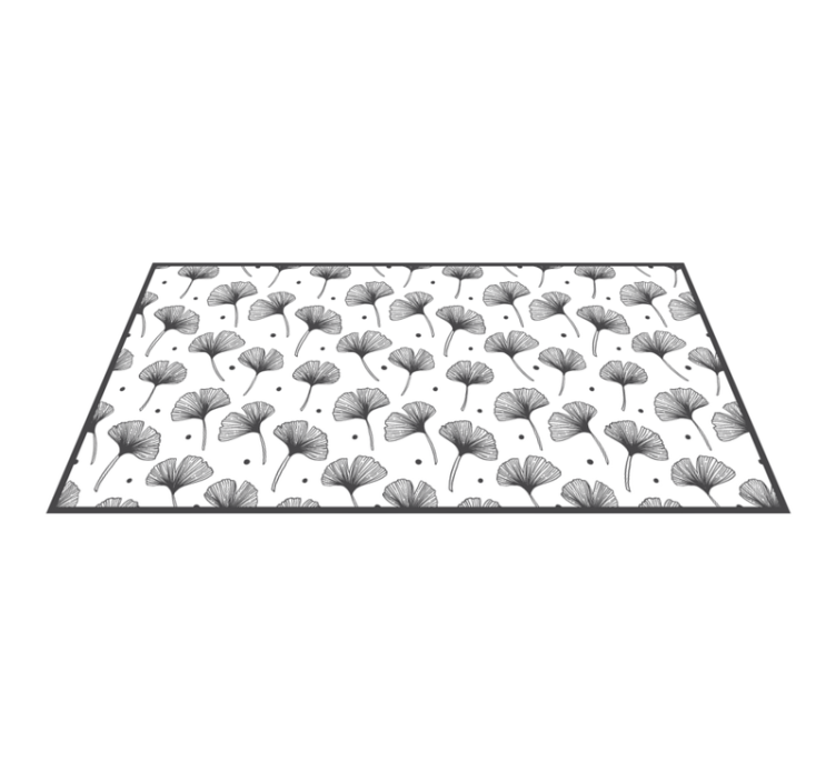 Alfombra vinílica vintage Gingko deja patrón blanco - TenVinilo
