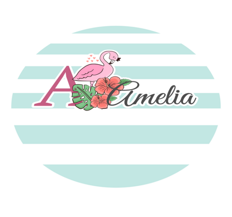 Alfombra vinílica bebé Lindos animales flamencos con nombre - TenVinilo