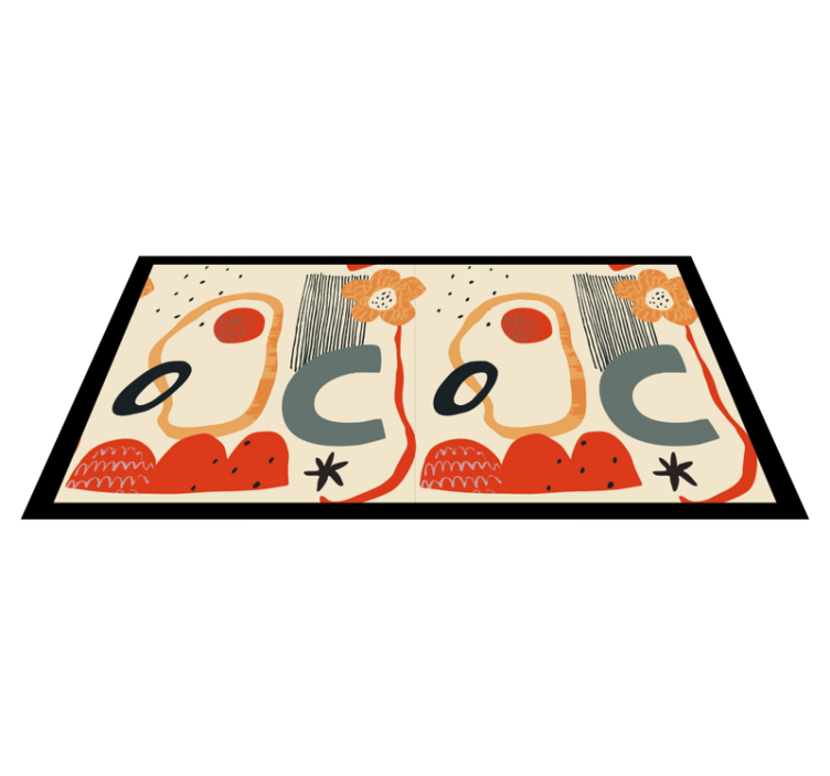 Alfombras vinílicas modernas Abstracción de collage rojo y naranj - TenVinilo