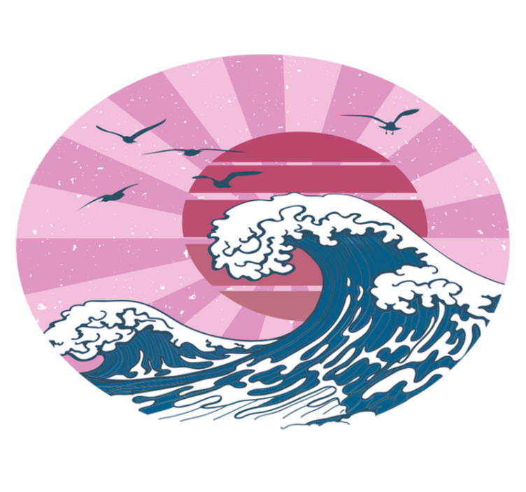 Alfombra vinílica geométrica ola rosa de kanagawa - TenVinilo