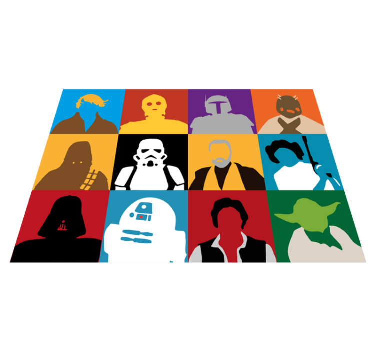 Alfombra vinílica infantil siluetas de personajes icónicos - TenVinilo