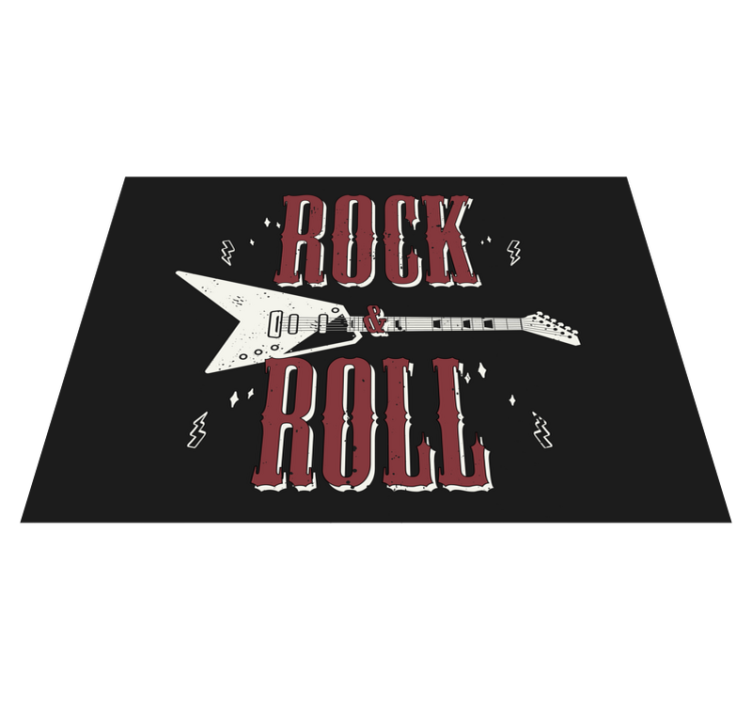 Alfombra vinílica dormitorio Rock n 'roll con diseño de guitarra - TenVinilo
