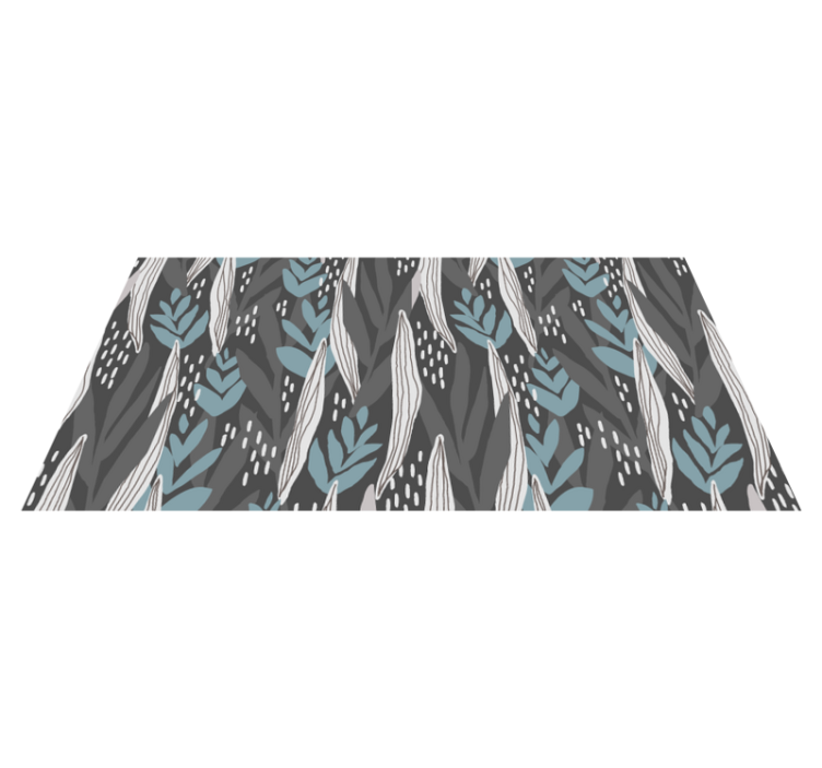 Alfombra vinílica naturaleza patrones de hojas en aguamarina - TenVinilo