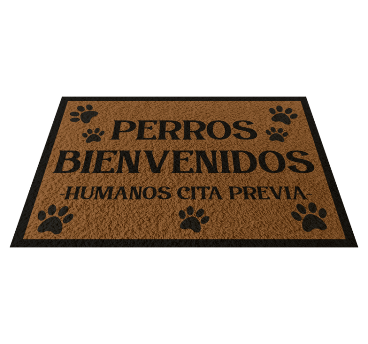 Alfombra vinílica frase perros bienvenidos - TenVinilo
