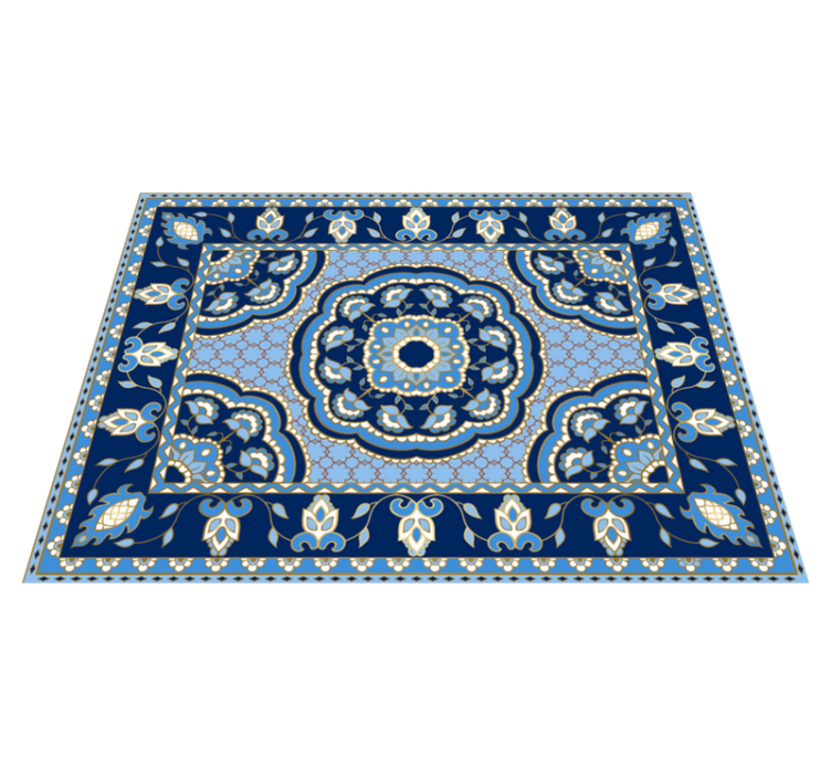 Alfombra vinílica comedor diseño azul oriental - TenVinilo