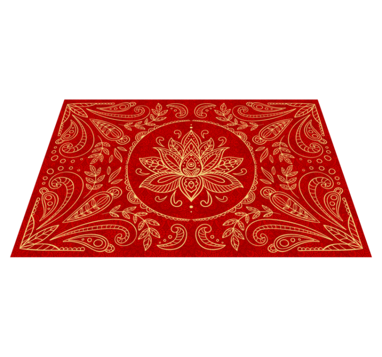 Alfombra vinílica roja diseño de mandala vintage - TenVinilo