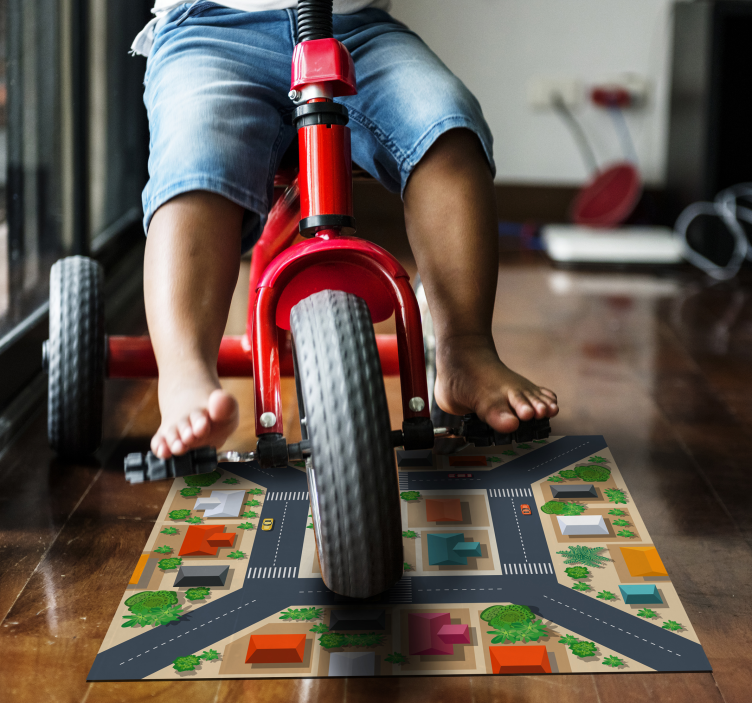 Alfombra vinílica carretera paisaje urbano - TenVinilo