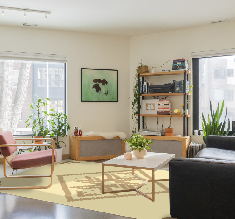 Alfombra vinílica salón elegante contraste geométrico - TenVinilo