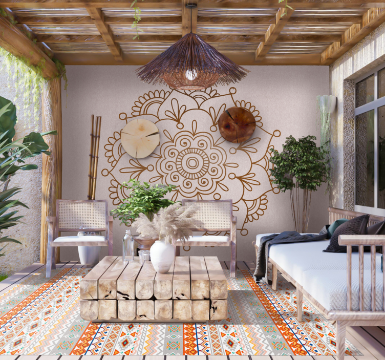 Alfombra de vinilo étnica patrón de estilo bohemioPatrón de estil - TenVinilo