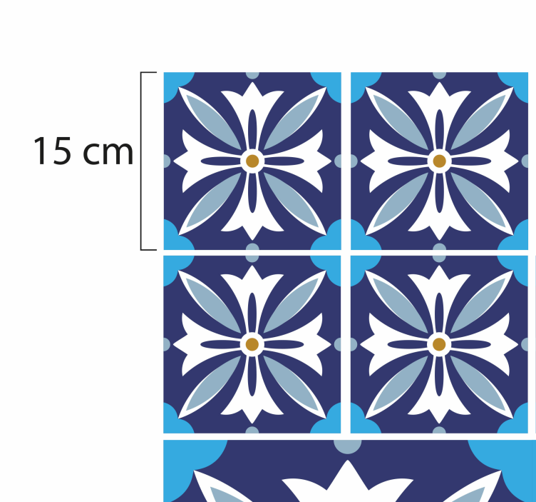 Alfombra vinílica hidráulica patrón floral de cerámica - TenVinilo