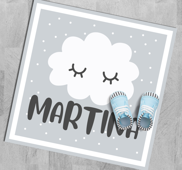 Alfombra vinílica infantil nube con nombre - TenVinilo