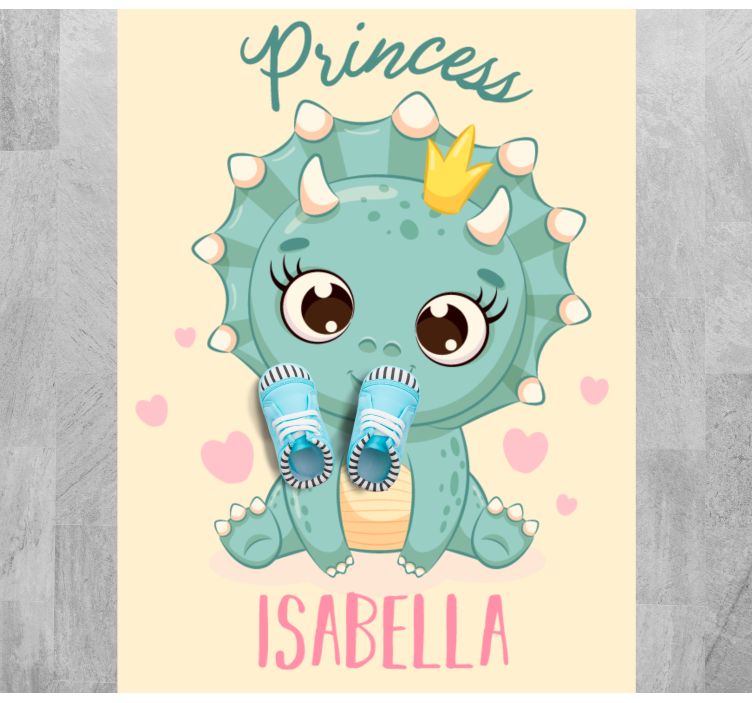 Alfombra vinílica con nombre Princesa dinosaurio personalizable - TenVinilo
