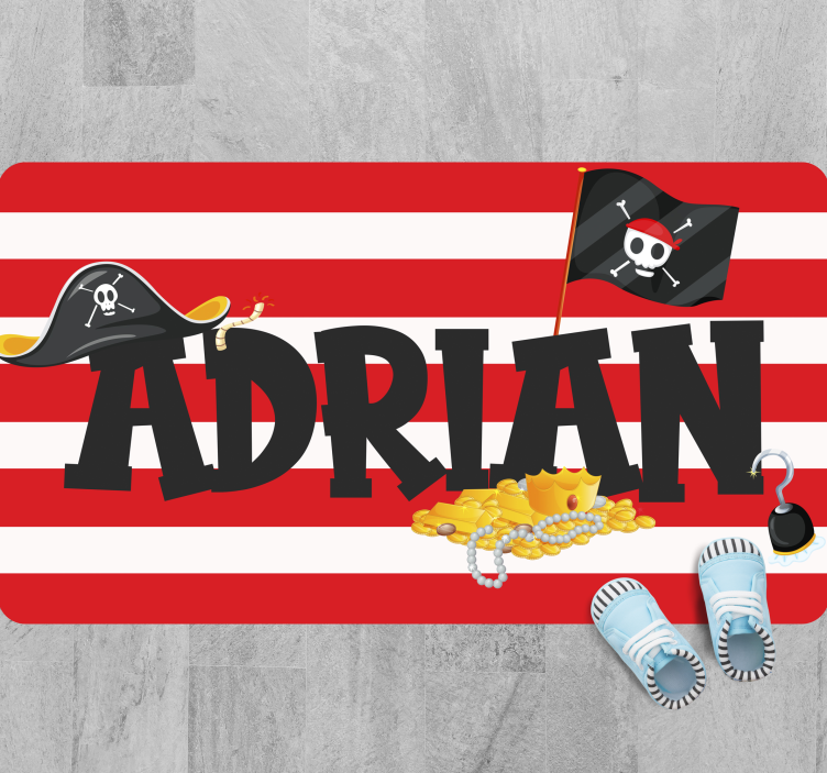 Alfombra vinílica con nombre Sombrero pirata - TenVinilo