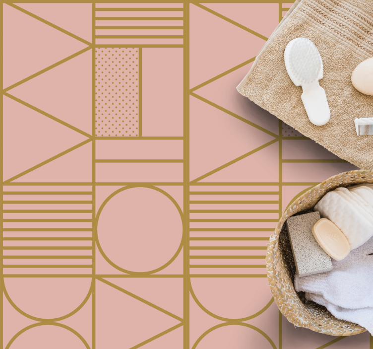 Alfombra vinilo cuadrada Bloque de colores oro y rosa - TenVinilo