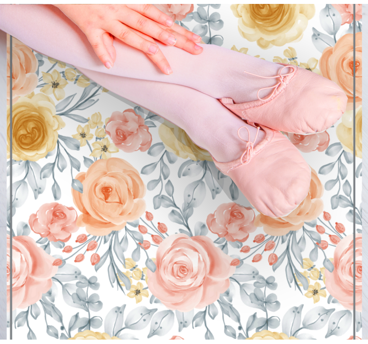 Alfombra vinilo cuadrada Efecto acuarela de rosas rosadas - TenVinilo