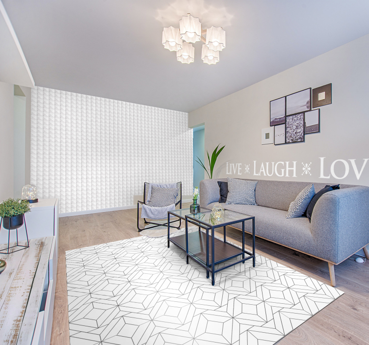 Alfombra vinílica nórdica Patrón geométrico japandi blanco - TenVinilo