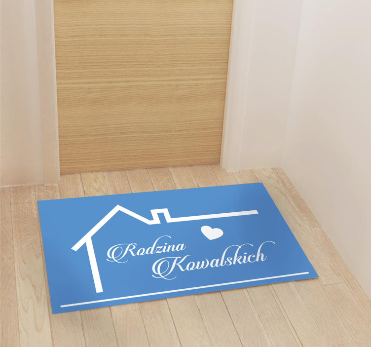 Alfombra vinilo Contorno casa con el apellido - TenVinilo