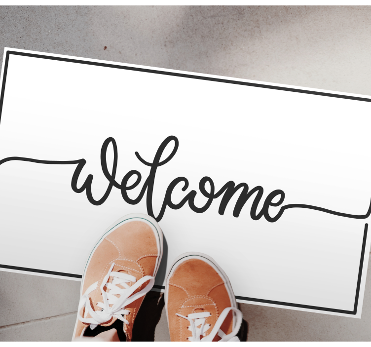 Alfombra vinilo recibidor Hermosas letras de bienvenida - TenVinilo