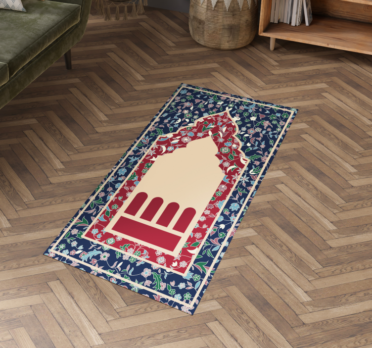 Alfombra vinilo rectangular patrón de flores orzuelo persa - TenVinilo