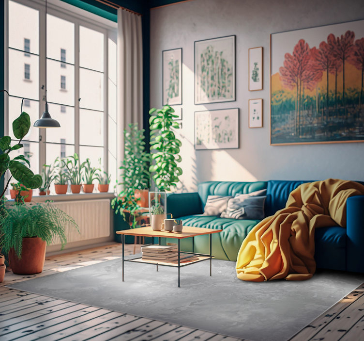 Alfombra vinilo salón textura piedra hormigón gris - TenVinilo