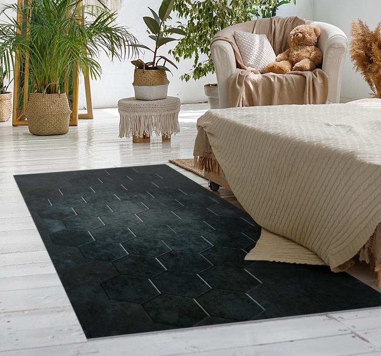 Alfombra vinílica textura piedra Textura de hormigón hexágonos - TenVinilo