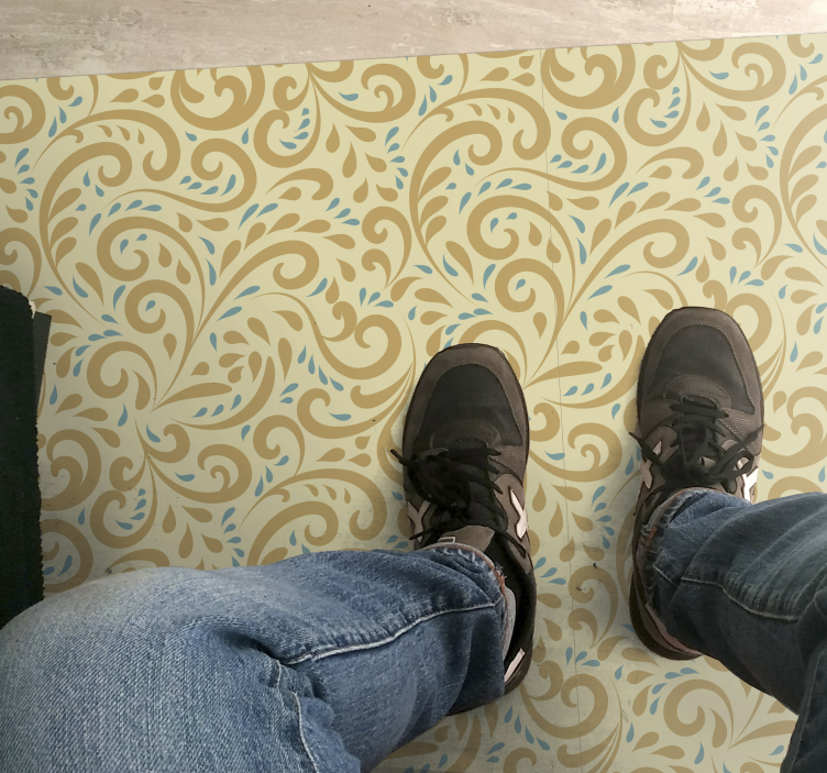 Alfombra vinílica vintage Dibujado a mano patrón floral vintage - TenVinilo