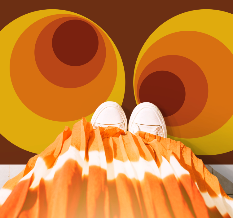 Alfombra vinílica vintage Patrones naranjas circulares de los 70 - TenVinilo