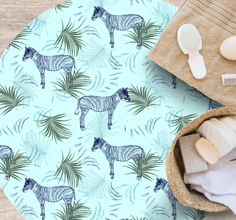 Alfombra vinílica de animales cebra y hojas - TenVinilo