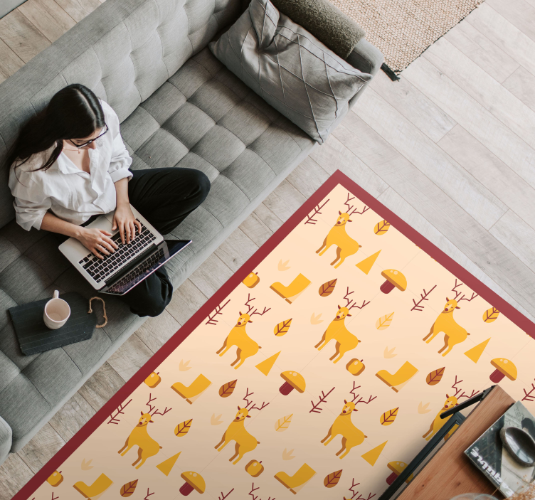 Alfombra vinílica de animales ciervos y follaje - TenVinilo