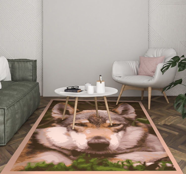 Alfombra vinílica de animales diseño de cabeza de lobo - TenVinilo