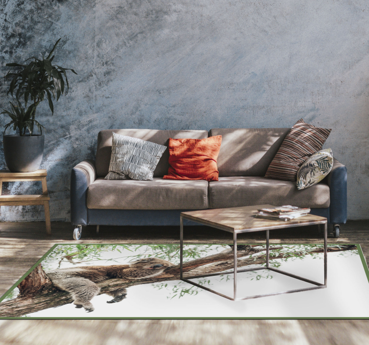 Alfombra vinílica de animales escena del árbol koala - TenVinilo