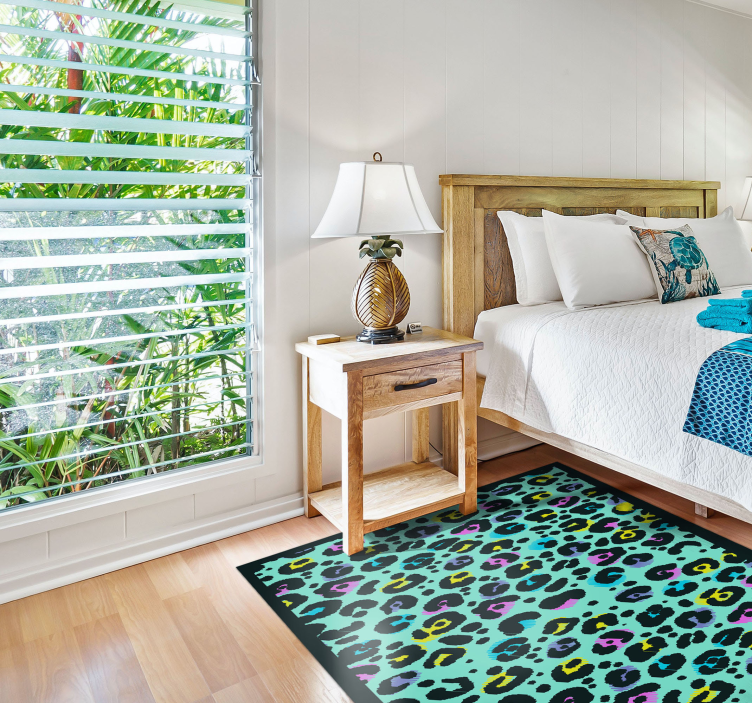 Alfombra vinílica animal print patrón de leopardo colorido - TenVinilo