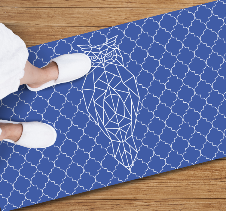 Alfombra vinílica de animales patrón geométrico de búho - TenVinilo