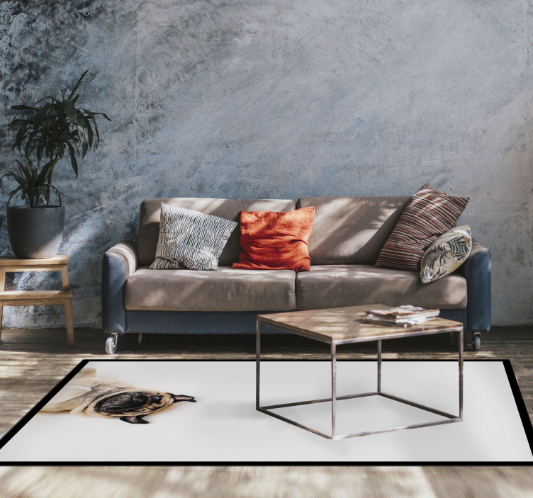 Alfombra vinílica de animales diseño de retrato de pug - TenVinilo