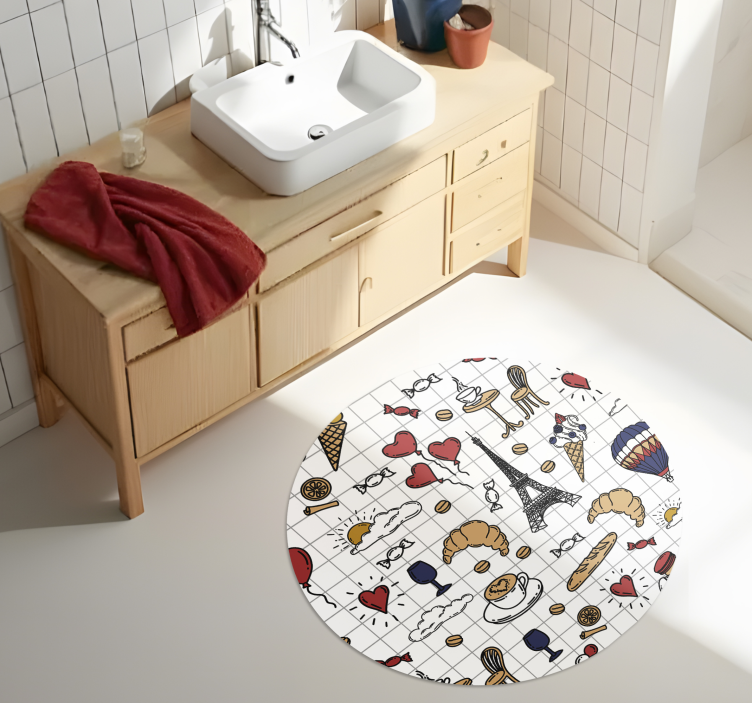 Alfombra vinílica baño diseño minimalista de parís - TenVinilo